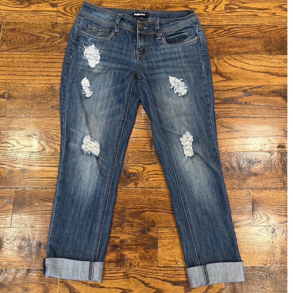 dollhouse Charley Distressed Ripped Jeans Medium Wash Size 3 YB-3001